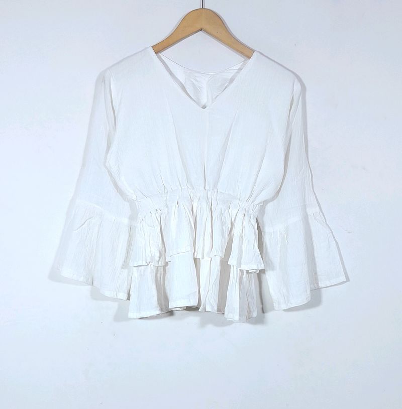 Peplum V Neck Tops(Women's)