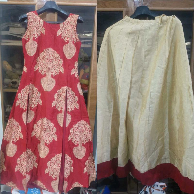 Red &amp; Cream Ethnic Lehenga Set