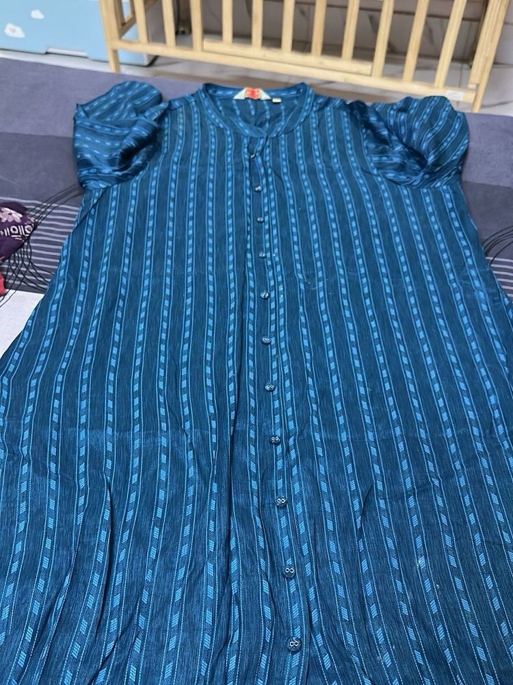 Teal Striped Kurta