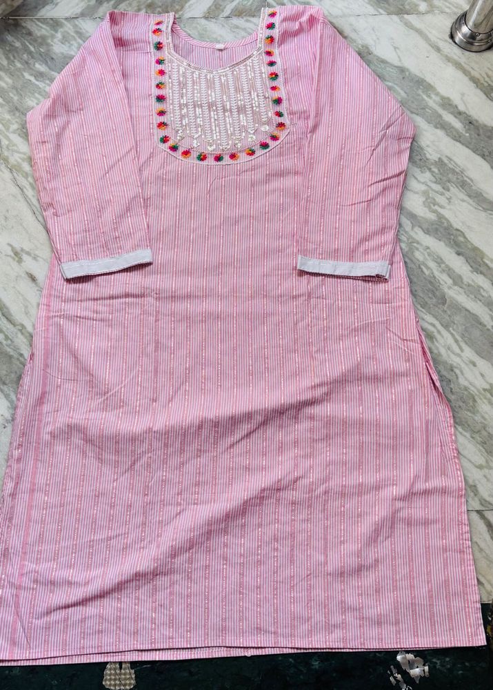 Chic Pink Striped Kurta