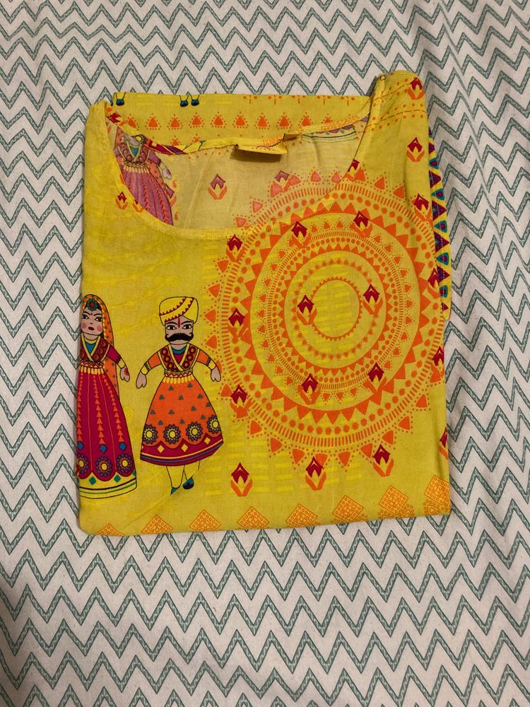 Bright Yellow Traditional Rajasthani Print