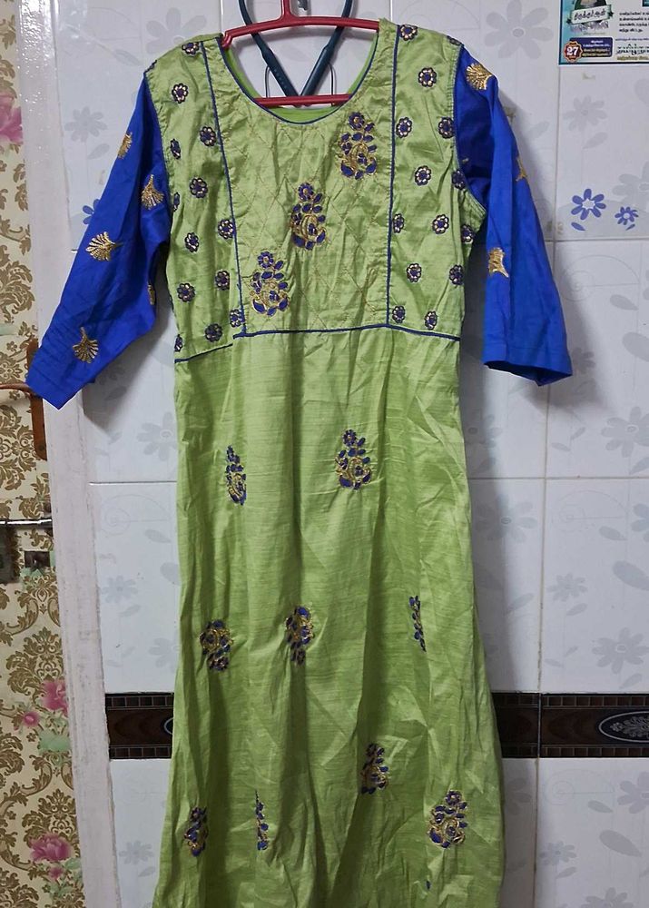 Green &amp; Blue Ethnic Gown  2xl