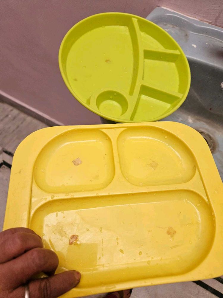 Baby Divided Plates - Yellow &amp; Green