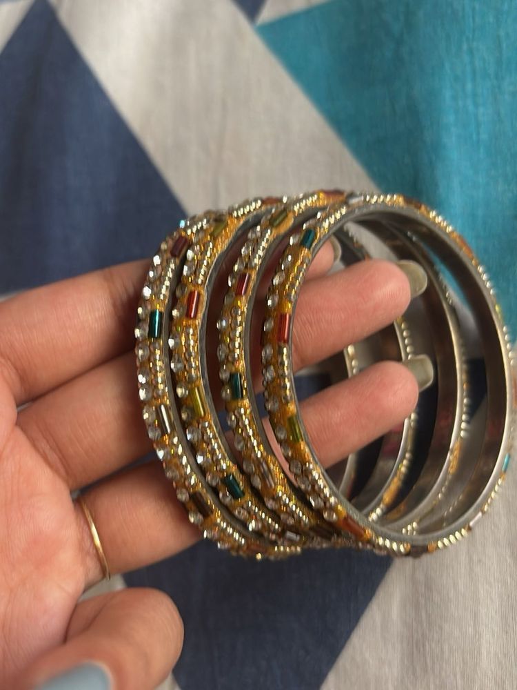 Sparkling Embellished Bangles of 4