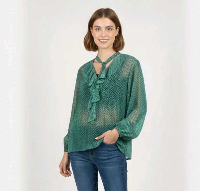 Stylish Teal Patterned Top