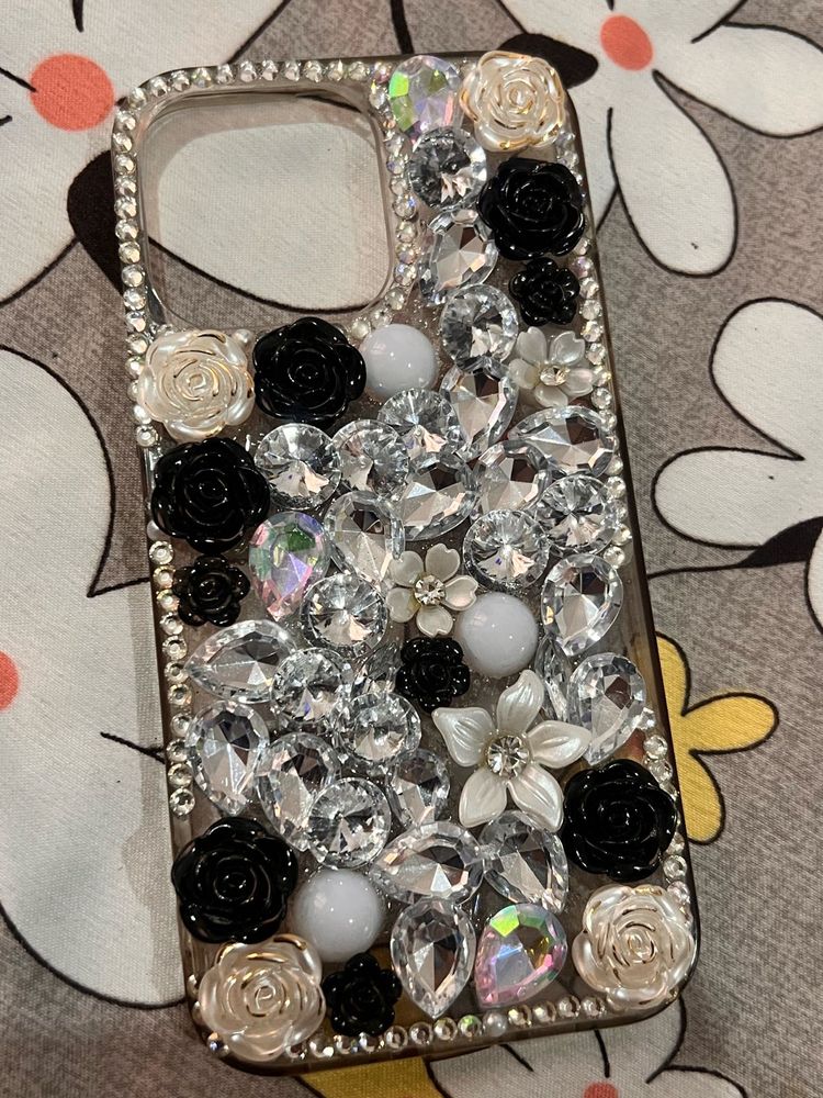 Iphone 14 pro max case with Gems &amp; Flowers
