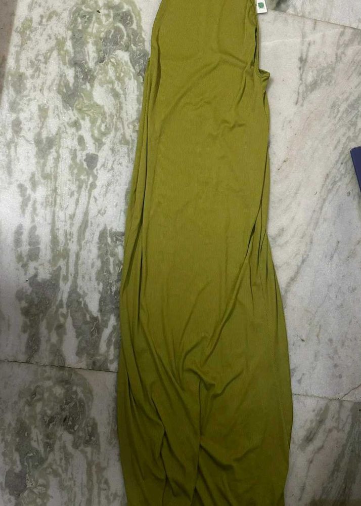 Newme Lime Green High Neck Maxi Dress
