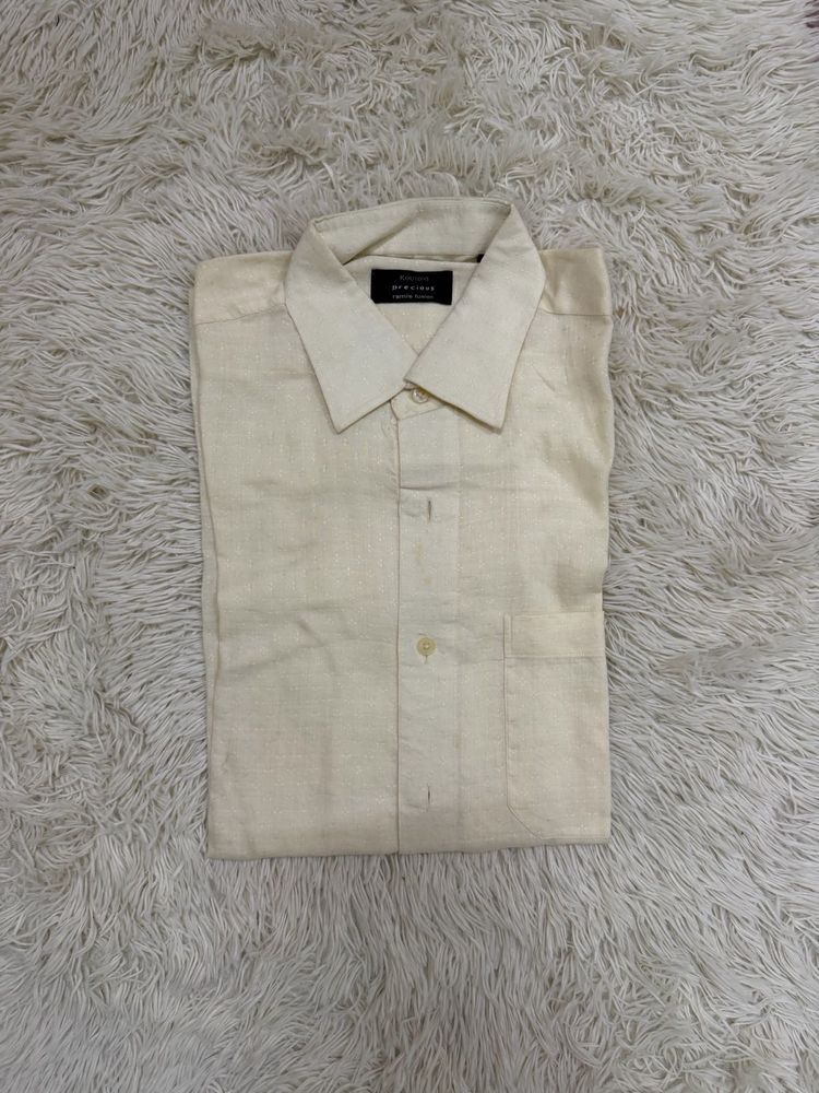 Men's Beige Linen Shirt