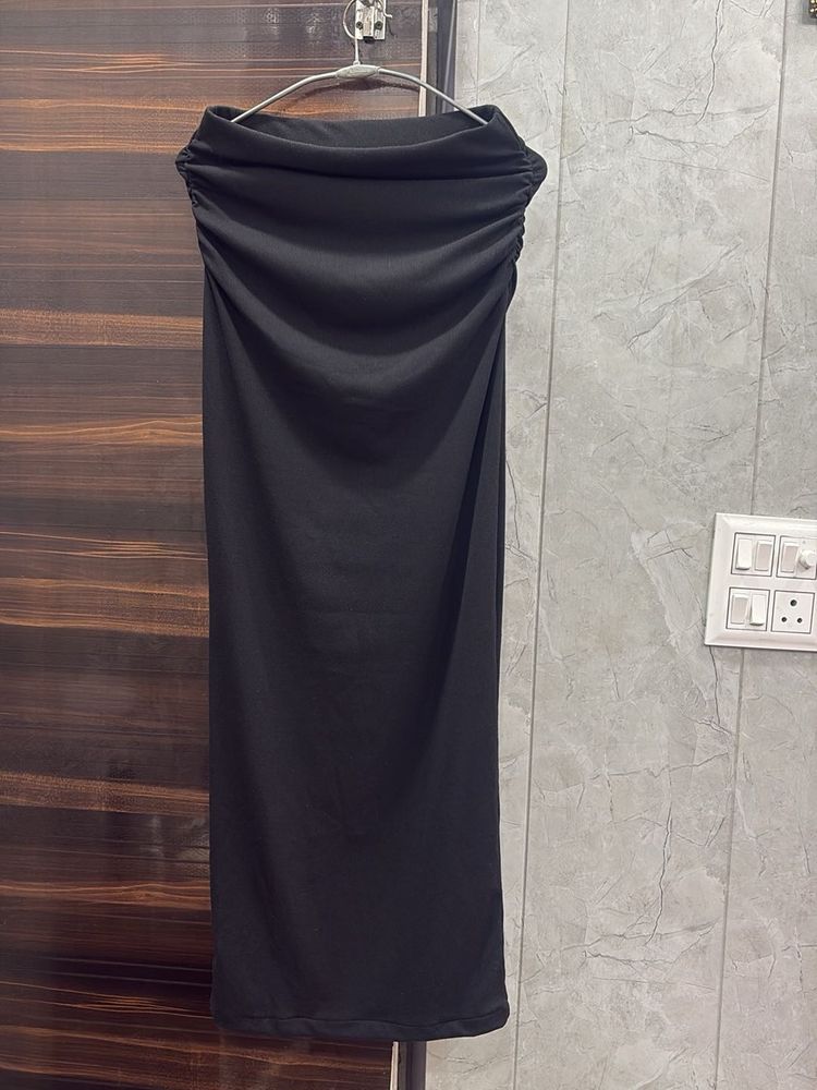 Black Ruched Pencil Skirt