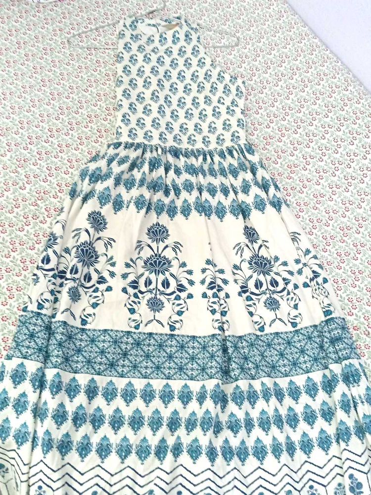 ✨Anouk Off White&amp;Navy Blue A-Line Midi Dress ₹489