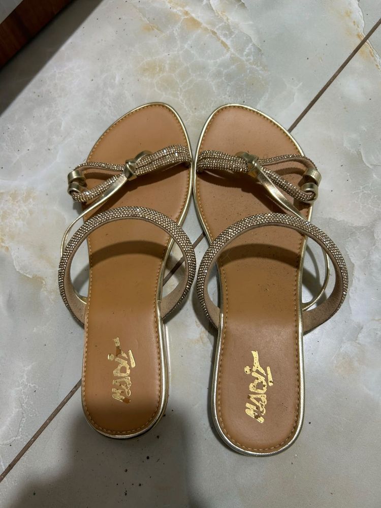 Sparkling Gold Flat Sandals