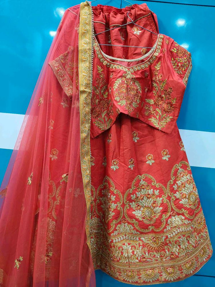 Red Embroidered Lehenga Choli Set