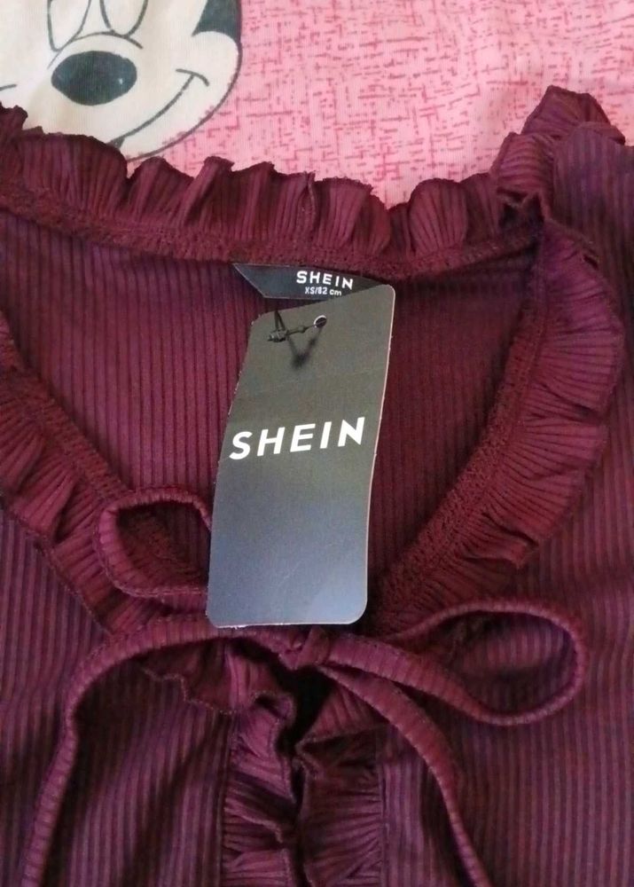 Shein Ruffled Neckline Top