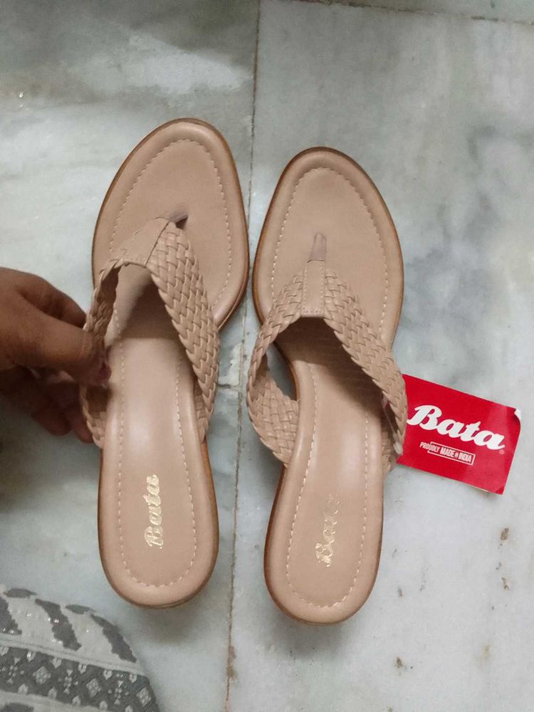 Bata Beige Woven Flat Sandals