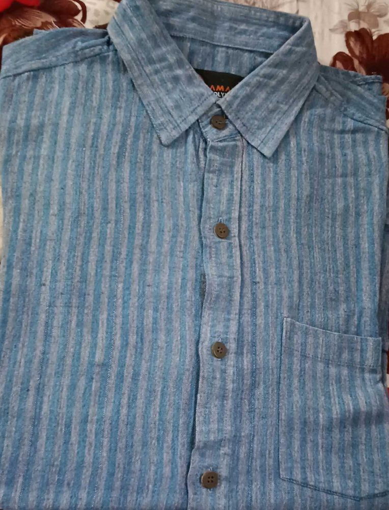 Men's Blue Striped Casual Shirt
