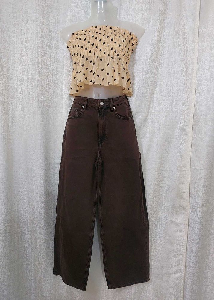 Wide-Leg Brown BaggyJeans