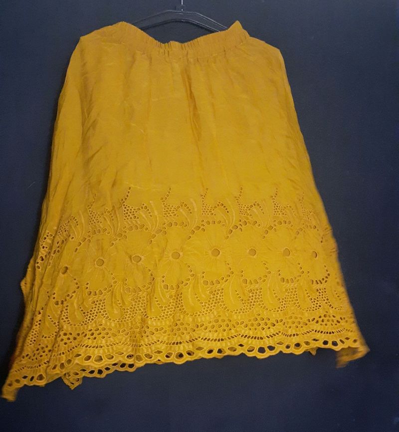 Schiffli Embroidered Mustered Georgette SKirt