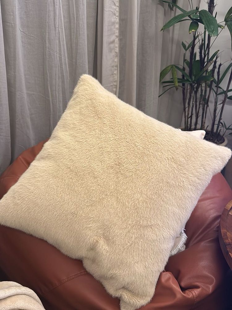 Plush Faux Fur Throw Pillow Cover x 2