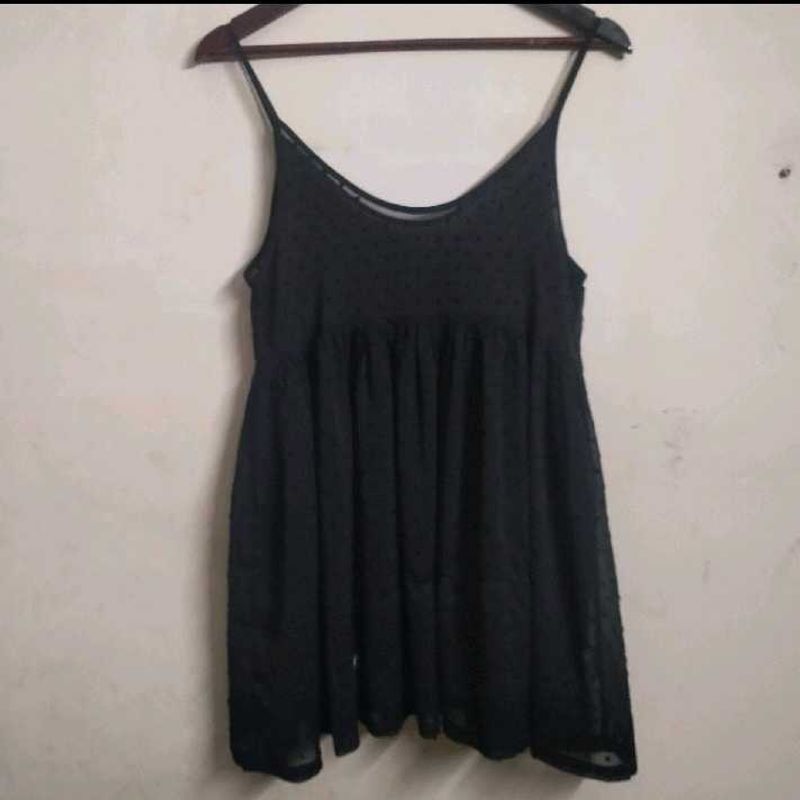 Black Textured Sheer Top