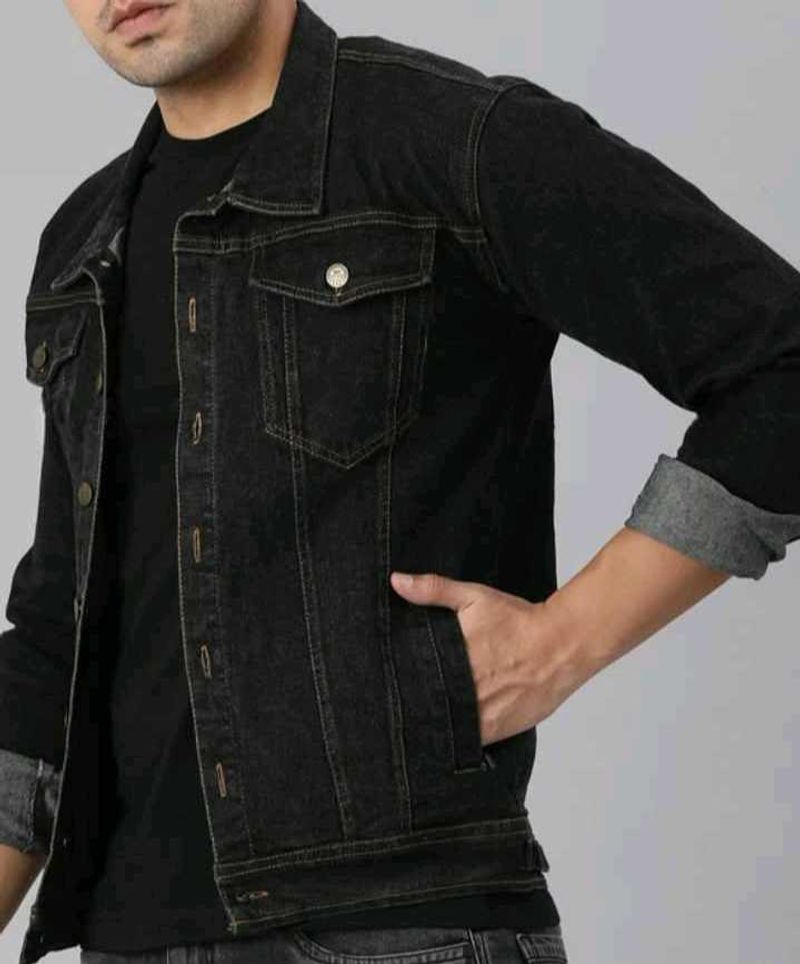 Men Black Denim Jacket