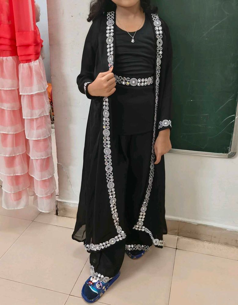 3 Piece Set 8 Years Girl Shrug Palazzo Top
