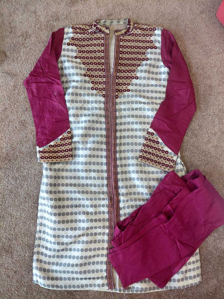 Embroidered Kurta with Pants Set