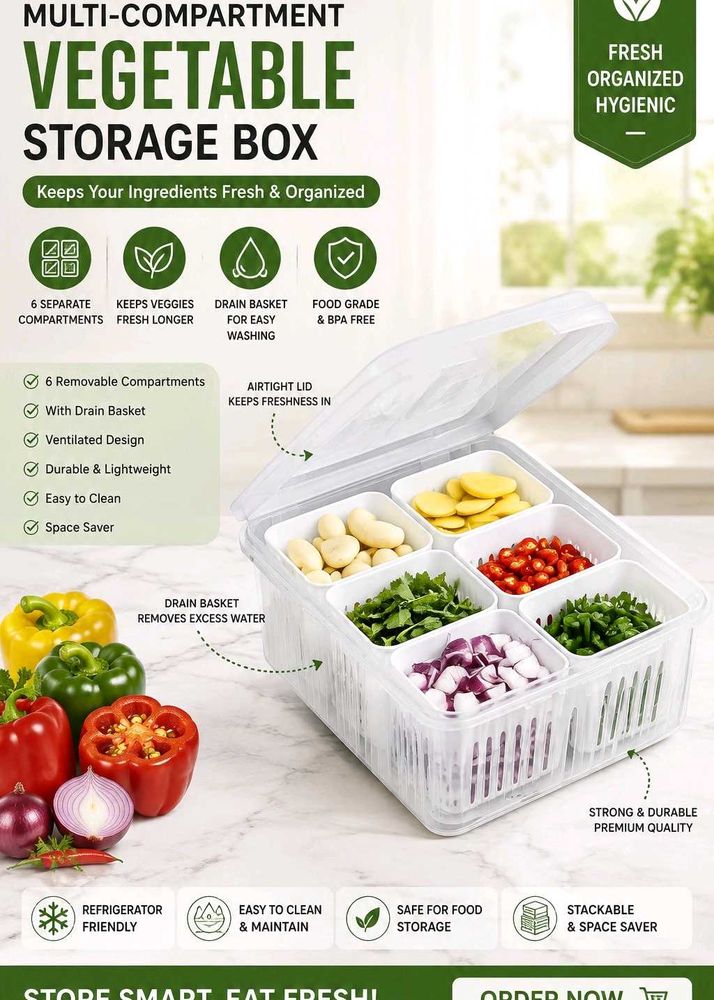 Multi-Compartment Vegetable Storage Box