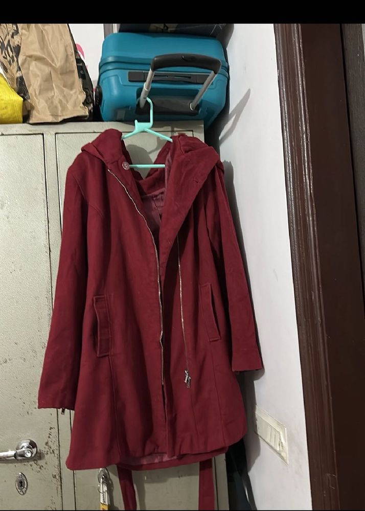 Maroon Hooded Coat