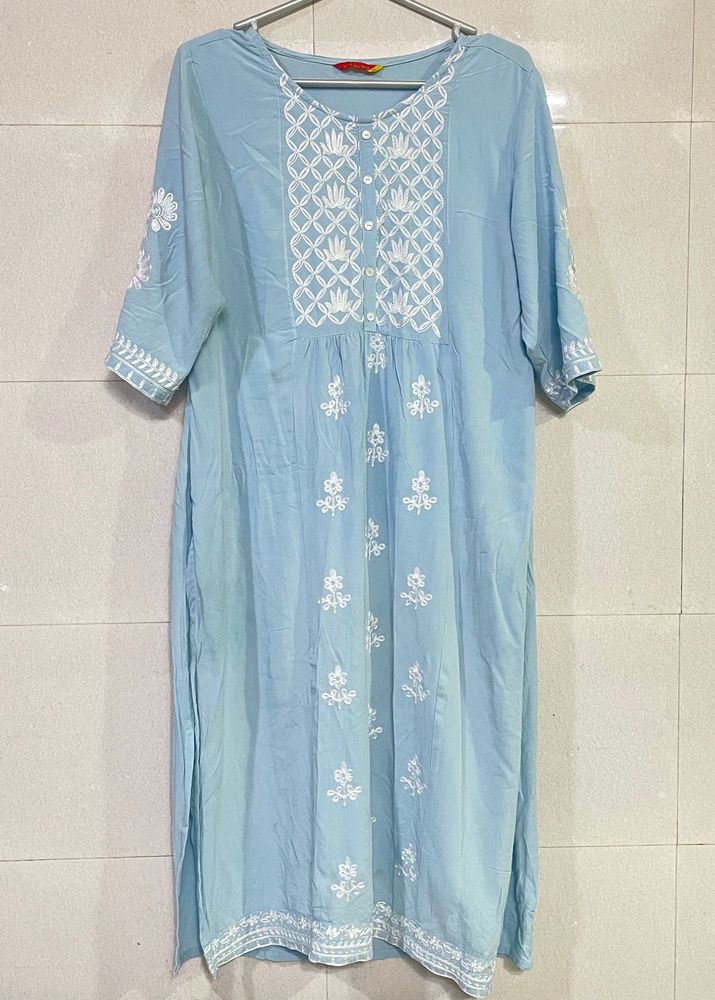 Beautiful Blue Embroidered Kurta Pajama Set
