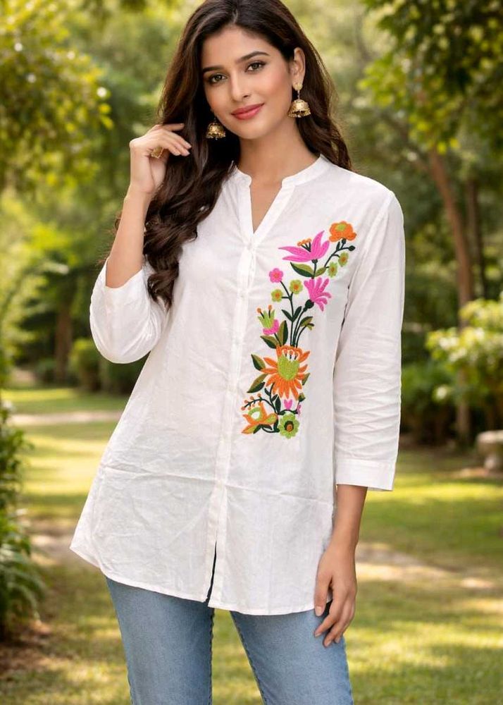 White Embroidered Kurta Top