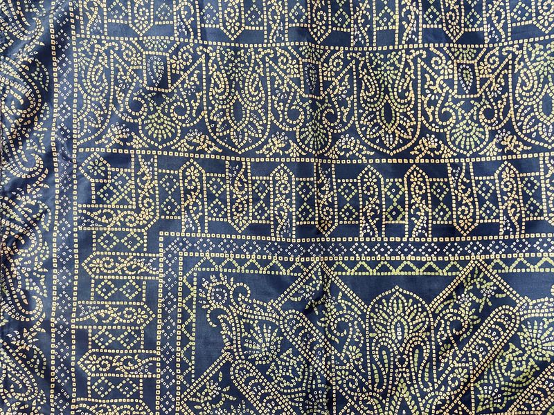 Brown Saree With Blue Bandhej Print Pallu
