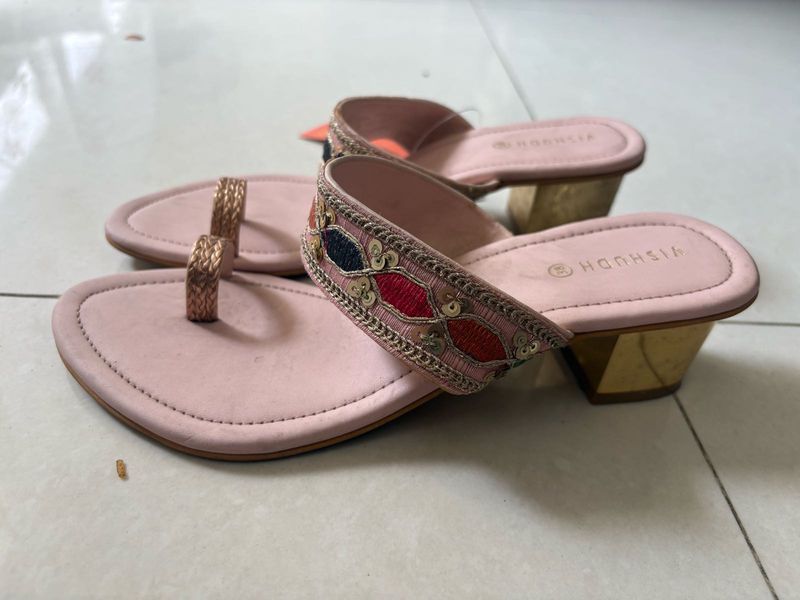 Embellished Block Heels