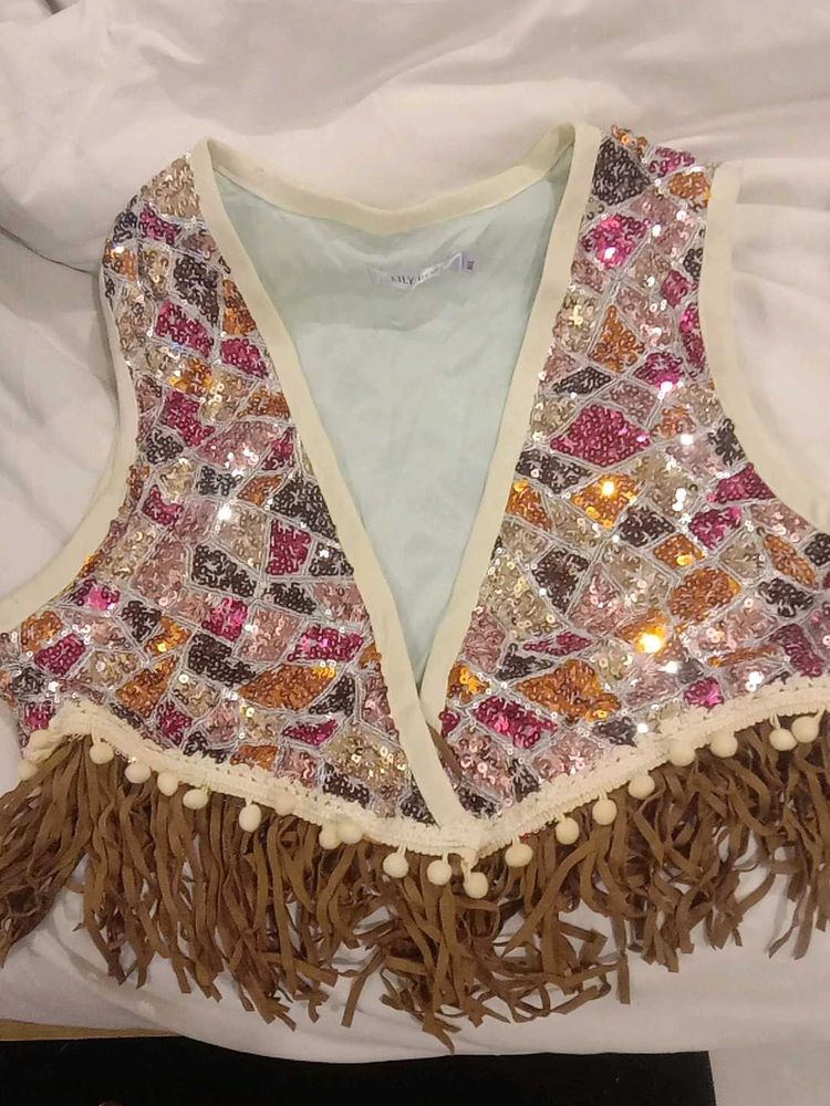 Sequin Fringe Vest