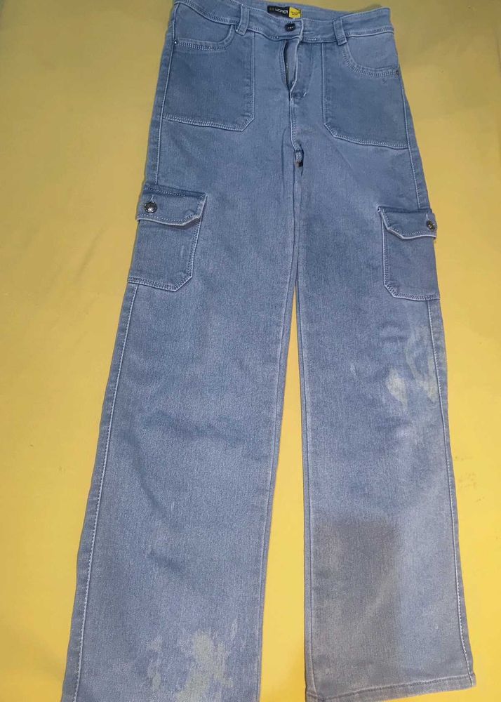 Light Wash Cargo Jeans