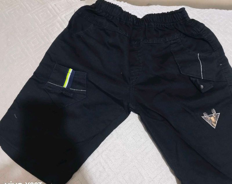 kid's Black Cargo Shorts