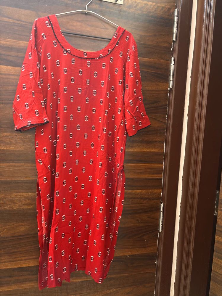 Chic Red Printed Kurta
