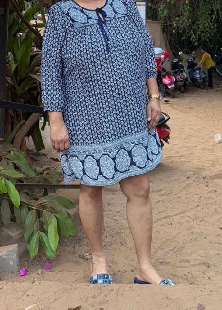 Stylish Blue Printed Dress