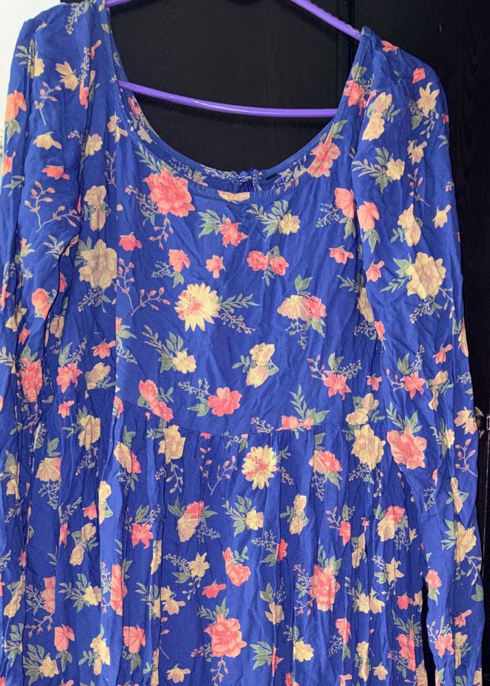 Blue Floral Print Kurta