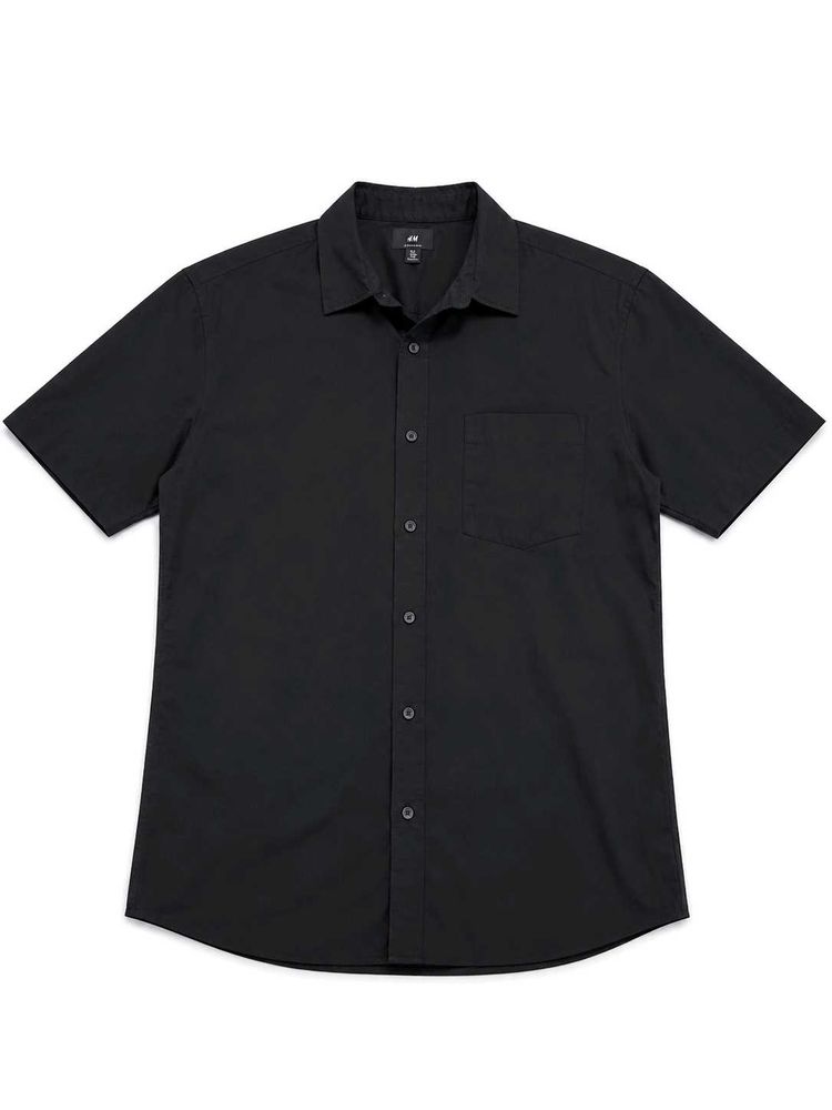 H&amp;M Classic Black Short Sleeve Button-Up Shirt