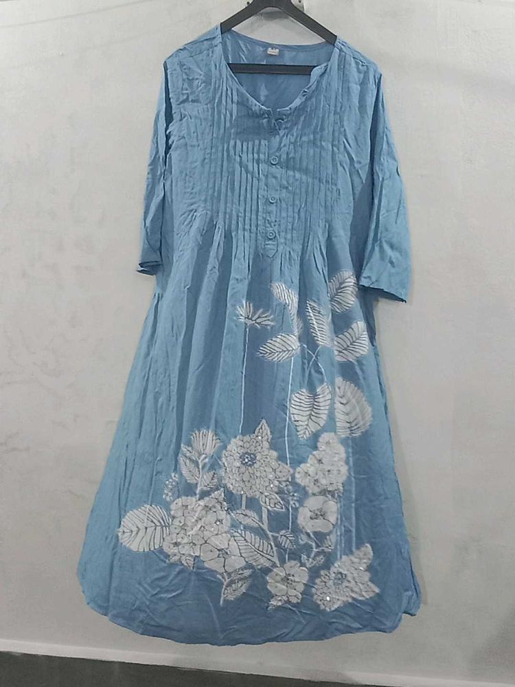 Light Blue Embroidered Kurta