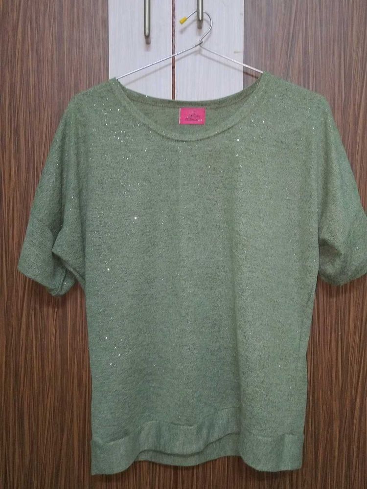 Sparkly Green Short Sleeve Top