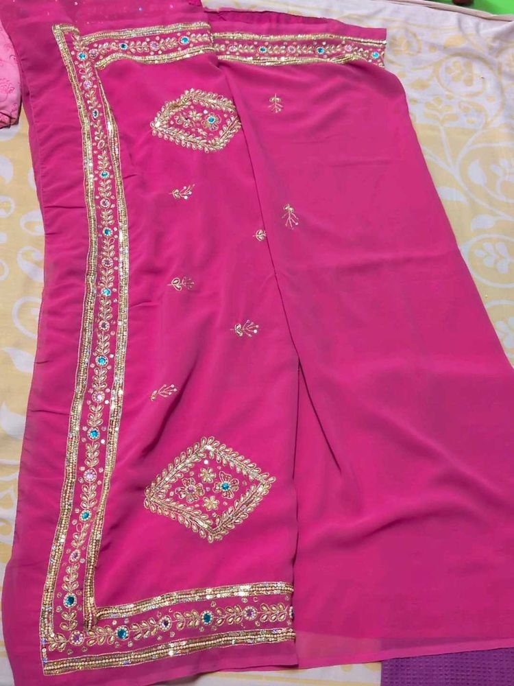 Beautiful Pink Embellished Saree