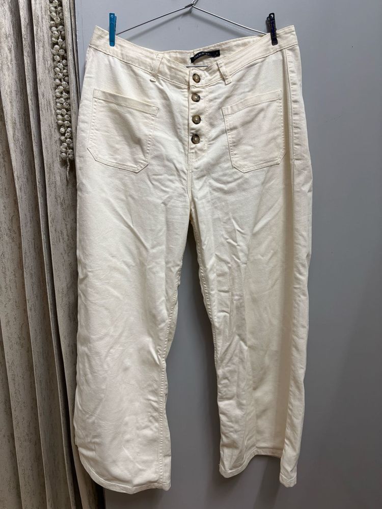 Wide Leg Button Front Pants