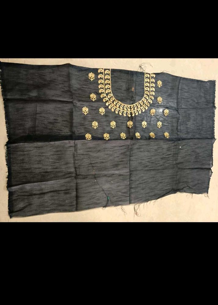 Elegant Black &amp; Gold Embroidered Blouse