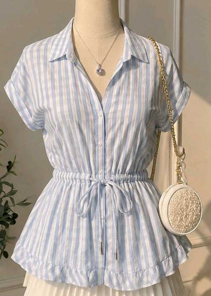 Chic Blue Striped Midi Dress