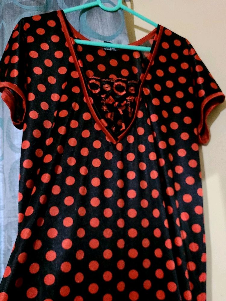 Beautiful Black And Red Satin Nighty