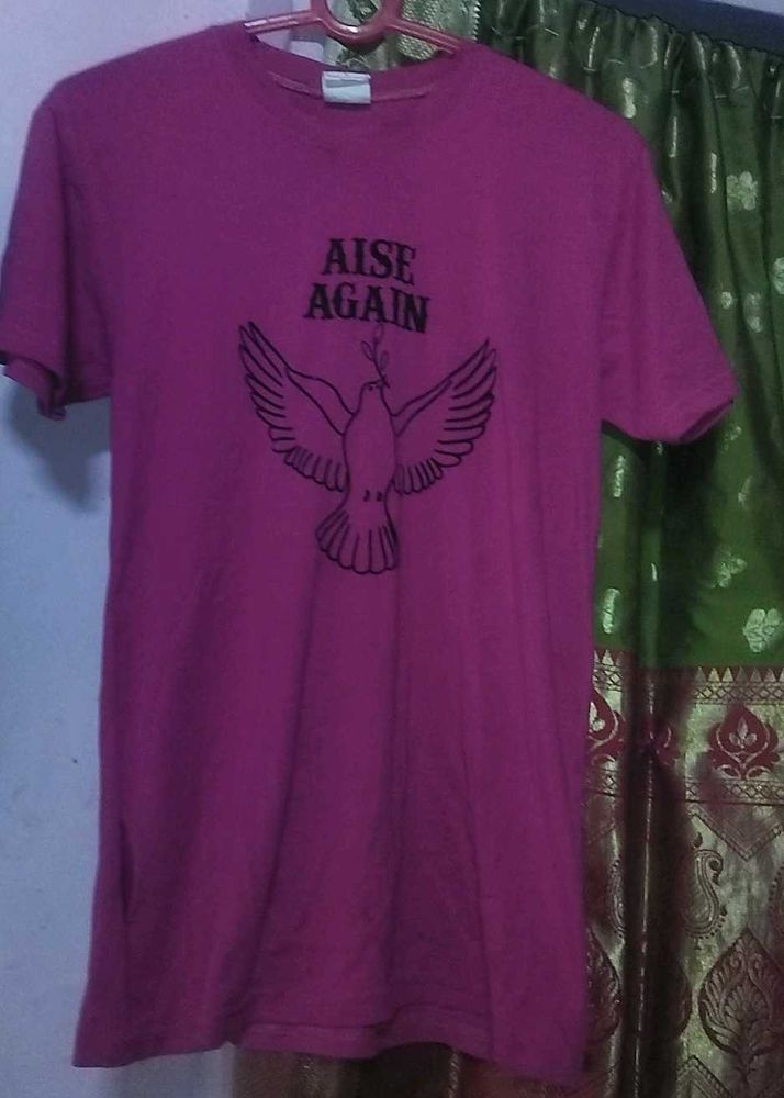 Pink T-Shirt with Dove Graphic