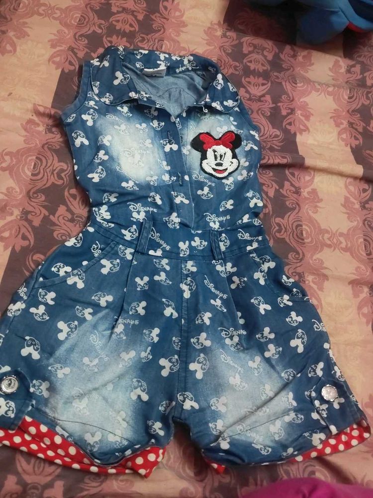 Cute Minnie Mouse Denim Romper