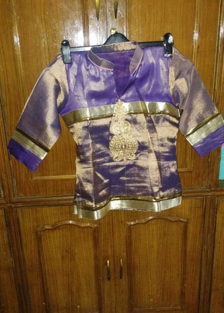 Designer Purple &amp; Gold Brocade lehenga