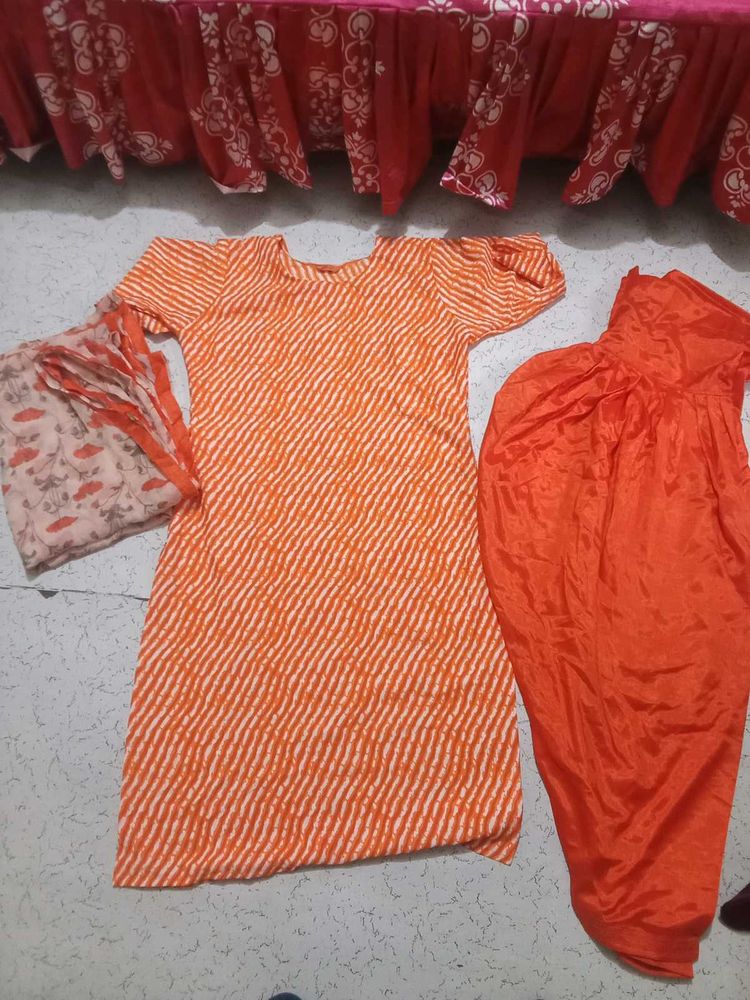 Orange Striped Salwar Suit